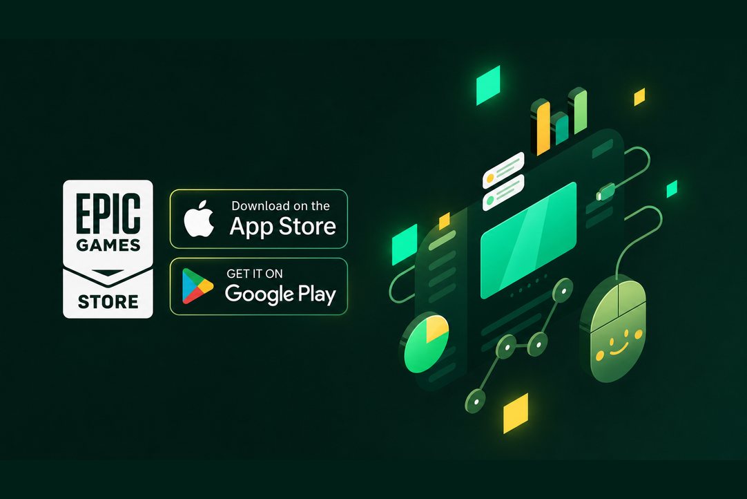 Builds shipping to Epic Games Store, the App Store and Google Play